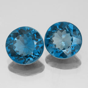 Gemas de topacio azul natural de  ct, corte redondo, VS