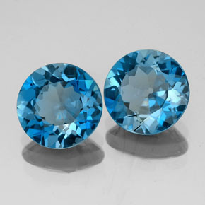 Gemas de topacio azul natural de  ct, corte redondo, VVS-VS