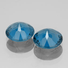 Gemas de topacio azul natural de  ct, corte redondo, VVS-VS