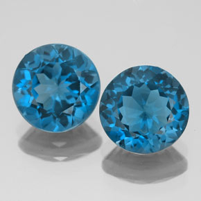 Gemas de topacio azul natural de  ct, corte redondo, VVS-VS