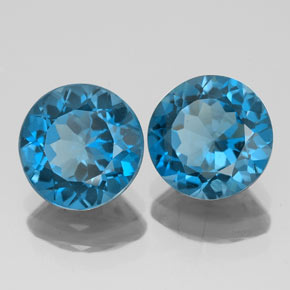 Gemas de topacio azul natural de  ct, corte redondo, VVS-VS