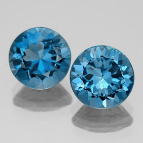 Gemas de topacio azul natural de  ct, corte redondo, VS