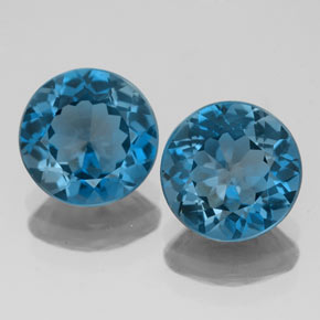 Gemas de topacio azul natural de  ct, corte redondo, VS