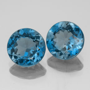 Gemas de topacio azul natural de  ct, corte redondo, VS