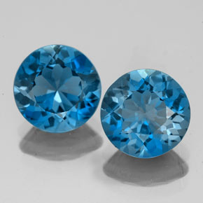 Gemas de topacio azul natural de  ct, corte redondo, VS