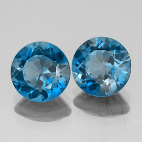 Gemas de topacio azul natural de  ct, corte redondo, VS