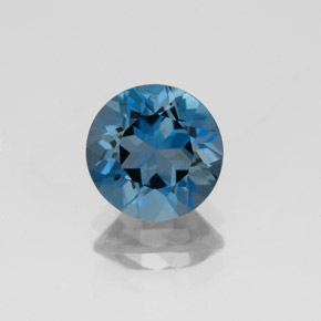 Topacio azul natural de 2,00 ct, corte redondo, VVS