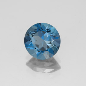Topacio azul natural de 2,00 ct, corte redondo, VVS