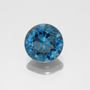 Topacio azul natural de 2,13 ct, corte redondo, VS