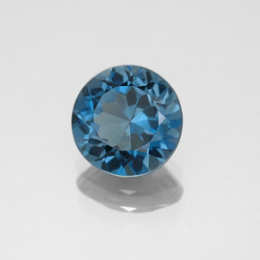 Topacio azul natural de 2,13 ct, corte redondo, VS