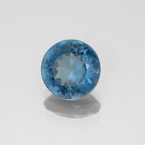 Topacio azul natural de 1,88 ct, corte redondo, VS-SI