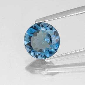 Topacio azul natural de 1,75 ct, corte redondo, SI