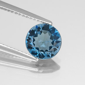 Topacio azul natural de 1,75 ct, corte redondo, SI