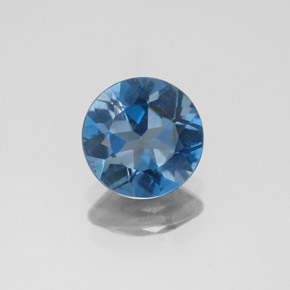 Topacio azul natural de 1,85 ct, corte redondo, VVS-VS
