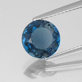 Topacio azul natural de 2,13 ct, corte redondo, VVS