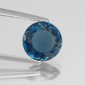 Topacio azul natural de 2,13 ct, corte redondo, VVS