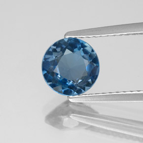 Topacio azul natural de 1,43 ct, corte redondo, VS-SI