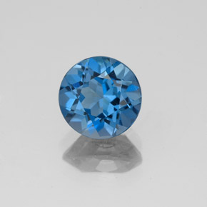 Topacio azul natural de 1,77 ct, corte redondo, VS