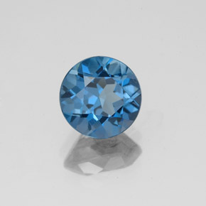 Topacio azul natural de 1,77 ct, corte redondo, VS
