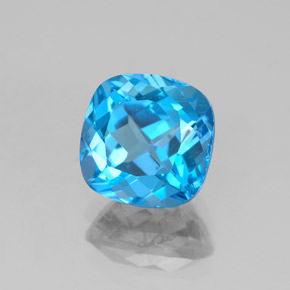 Topacio azul natural de 2,99 ct, corte cojín, VVS-VS