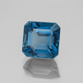 Topacio azul natural de 3,34 ct, corte esmeralda, SI
