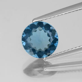 Topacio azul natural de 1,92 ct, corte redondo, VS-SI