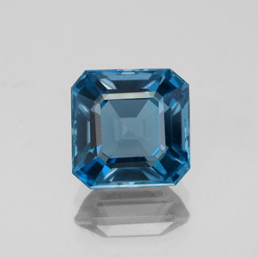 Topacio azul natural de 3,10 ct, corte esmeralda, VVS