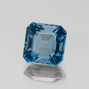 Topacio azul natural de 3,10 ct, corte esmeralda, VVS