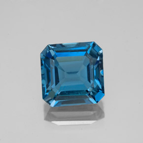 Topacio azul natural de 2,97 ct, corte esmeralda, VS-SI