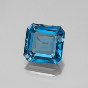 Topacio azul natural de 2,97 ct, corte esmeralda, VS-SI