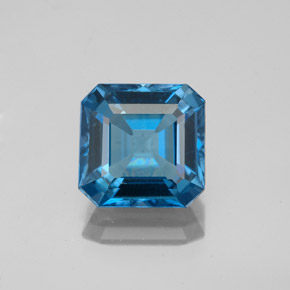 Topacio azul natural de 2,70 ct, corte esmeralda, VS-SI