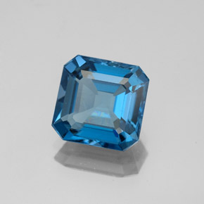 Topacio azul natural de 2,70 ct, corte esmeralda, VS-SI