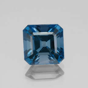 Topacio azul natural de 2,86 ct, corte esmeralda, VS-SI