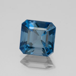 Topacio azul natural de 2,86 ct, corte esmeralda, VS-SI