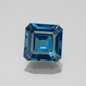 Topacio azul natural de 2,62 ct, corte esmeralda, VS