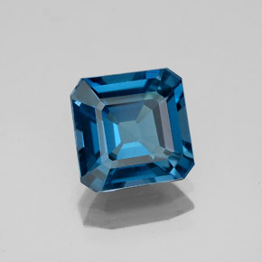 Topacio azul natural de 2,62 ct, corte esmeralda, VS
