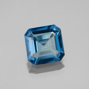 Topacio azul natural de 2,06 ct, corte esmeralda, VVS-VS