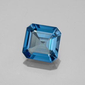 Topacio azul natural de 2,06 ct, corte esmeralda, VVS-VS