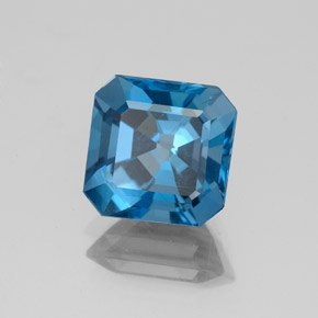 Topacio azul natural de 2,85 ct, corte esmeralda, VS-SI