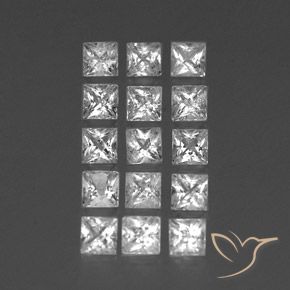 Gemas de Topacio Blanco claro natural de 3.89 ct, Cuadrado, VS-SI