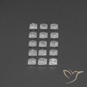 Gemas de Topacio Blanco claro natural de 3.89 ct, Cuadrado, VS-SI