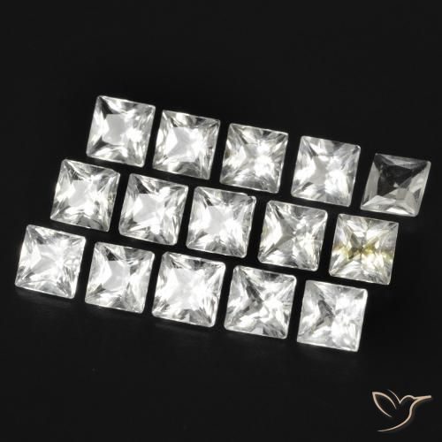 Gemas de Topacio Blanco claro natural de 3.70 ct, Cuadrado, VS-SI