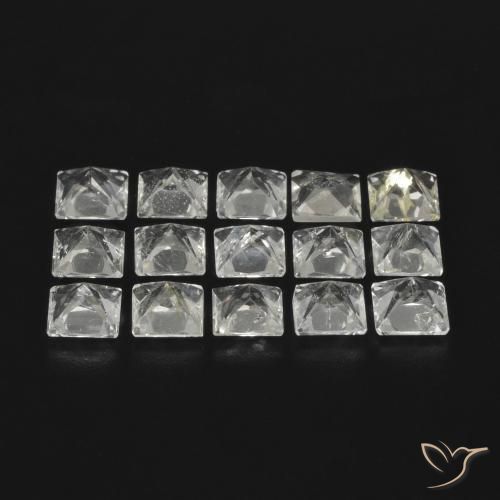 Gemas de Topacio Blanco claro natural de 3.70 ct, Cuadrado, VS-SI