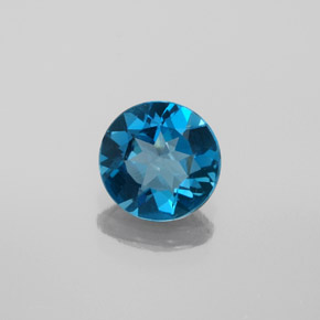 Topacio azul natural de 1,66 ct, corte redondo, VS