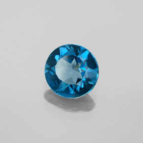 Topacio azul natural de 1,66 ct, corte redondo, VS