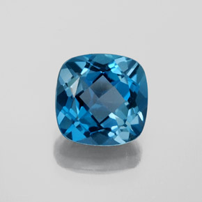 Topacio azul natural de 3,68 ct, corte cojín, VVS