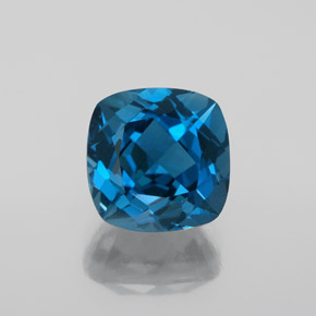 Topacio azul natural de 4,45 ct, corte cojín, VVS