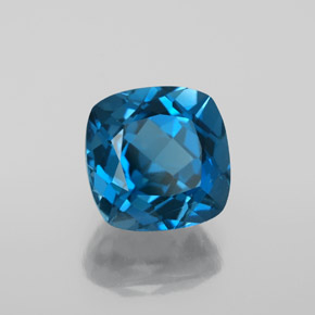 Topacio azul natural de 4,45 ct, corte cojín, VVS
