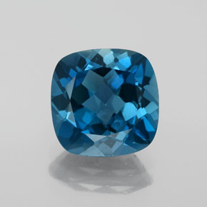 Topacio azul natural de 3,33 ct, corte cojín, VS-SI