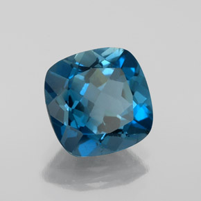 Topacio azul natural de 3,33 ct, corte cojín, VS-SI